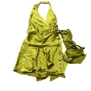 NWT Akira Satin Green Halter mini Dress Women's Size M NEW W/ TAG  SIZES S M XL